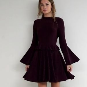 NWT Asos Plum Purple Bell Sleeve Dress US Size 6